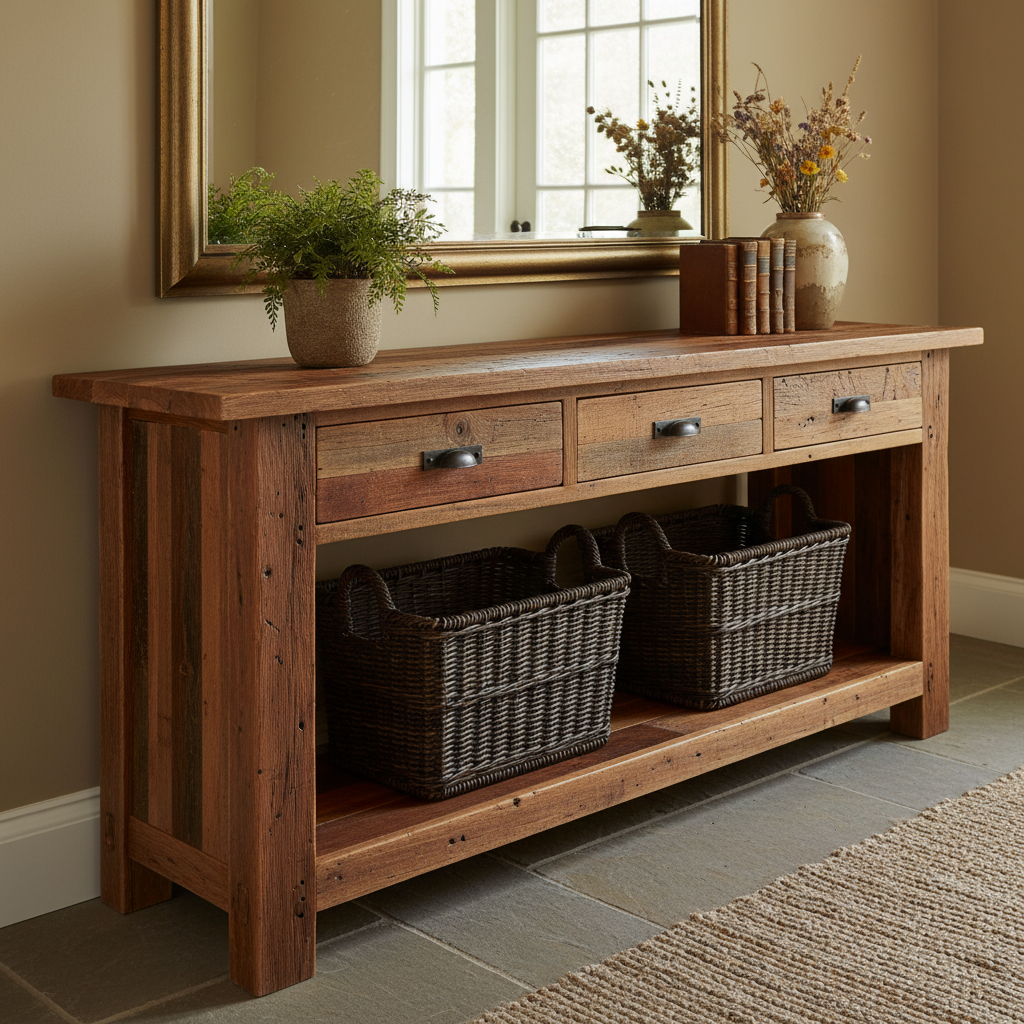 Custom Rustic Console Table with Drawers