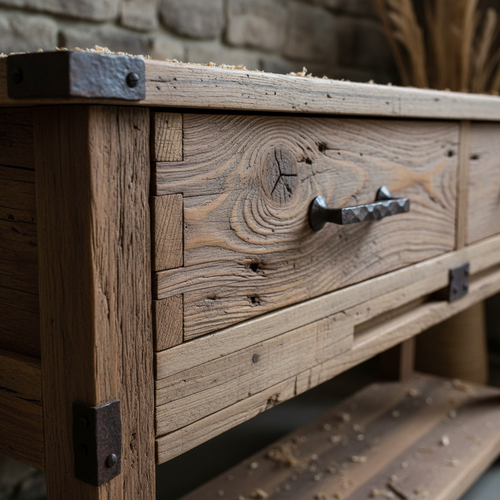 Rustic Console Table Drawer Detail